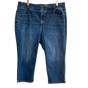 Lane Bryant Cropped Button & Zip Fly Jeans Flex Magic Waistband High Rise Sz 24